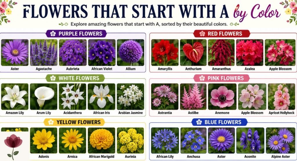Flowers That Start With A by Color