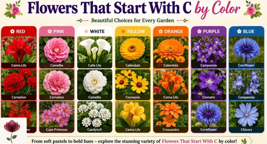 Flowers That Start With C by Color